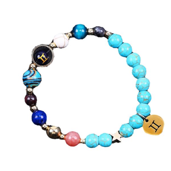 Twelve Constellation Constellation Blue San Bracelet 8mm Turquoise Beaded - Image 5
